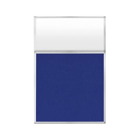 Versare Hush Panel Configurable Cubicle Partition 4' x 6' W/ Window Royal Blue Fabric Frosted Window 1850605-3